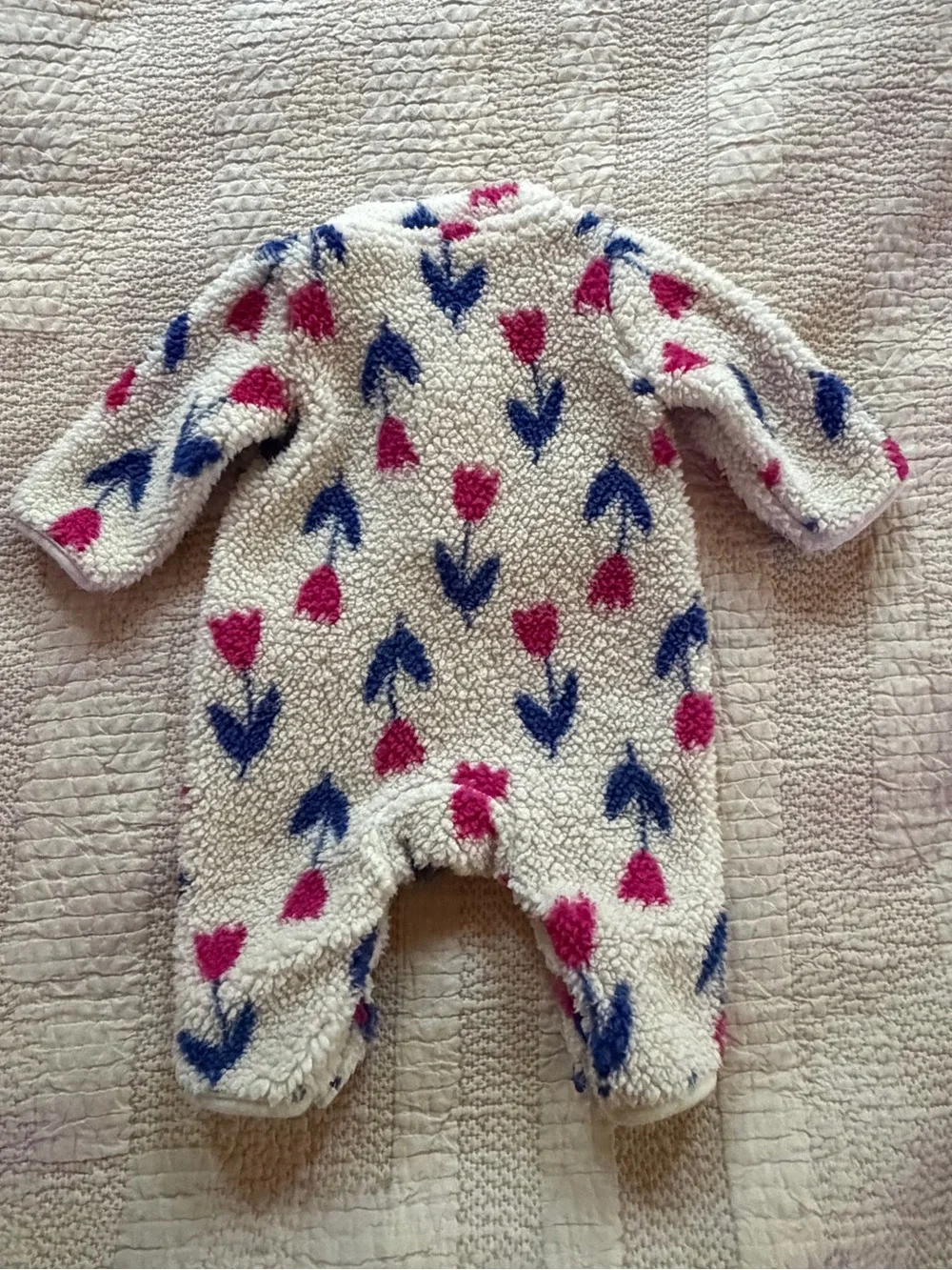 Cozy Sherpa One-Piece with Pink & Blue Tulip Print Carters 3 month